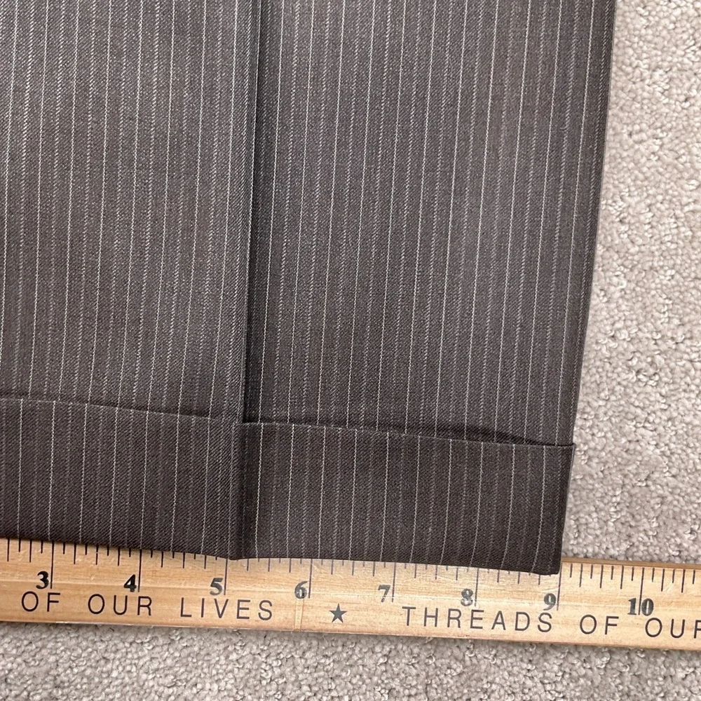 Bachrach Suit Men‎ 46R 38W26L Brown Pinstripe Italy